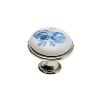 GTV Rukojeť porcelánová 0728-J4 A-Blue Rose antické stříbro