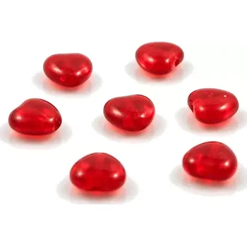 Korálek Korálky skleněné srdíčka červená 8mm - 20 ks