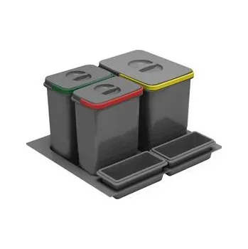 Odpadkový koš GTV Systém nádob MULTINO 600 1X15 L+2X7 L+2 misky ANTRACIT