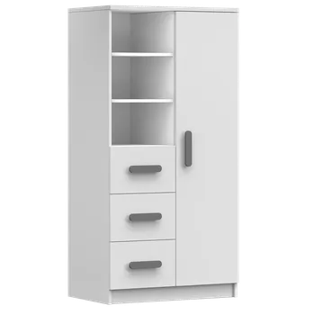 Knihovna Nábytek PEGAS s.r.o. Regál 80 3S1D SMYK I - 05, Bílá Mat/Bílá/Šedá