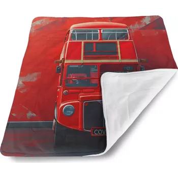 deka Sablio Dětská deka pro miminko Červený patrový autobus Vlajka - 80x100 cm