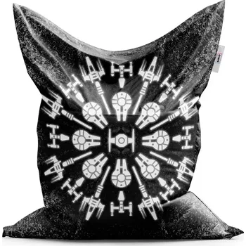 Sedací pytel Sablio Sedací vak Classic Star Wars Vesmírné lodě na šedém abstraktu - 150x100 cm