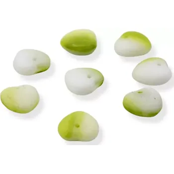 Korálek Korálky skleněné srdíčka bílozelená 8mm - 10 ks