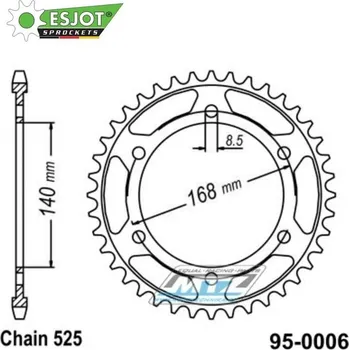 Řetězová sada pro motocykl Rozeta ocelová (převodník) 0006-42zubů ESJOT 50-29041-42 - BMW F650 GS / 08-12 + F800 GS / 08-18 + F800R / 09-18 95-0006-42-ES
