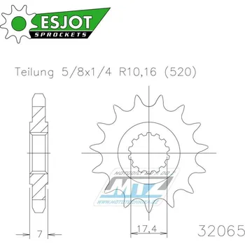 Řetězová sada pro motocykl Kolečko řetězové (pastorek) 32065-13zubů ESJOT 50-32065-13 - KTM 125 Sting / 98 50-32065-13