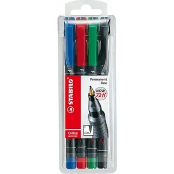 Permanentní popisovač vícebarevný Stabilo 4 ks