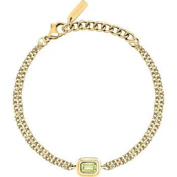 Náramek Trussardi Dvojitý pozlacený náramek se zeleným zirkonem T-Design TJAXA24 + 2 měsíce na vrácení zboží