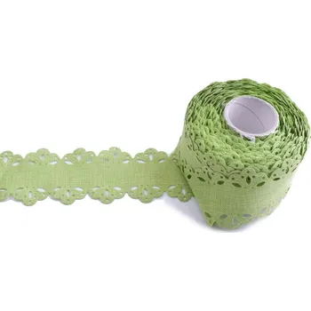 Stuha Stuha se lněným vzhledem zelená 45 mm - 1m