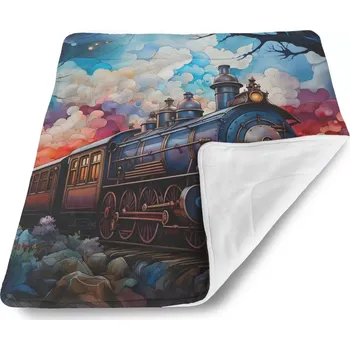 deka Sablio Dětská deka pro miminko Parní lokomotiva v kouzelné krajině - 80x100 cm