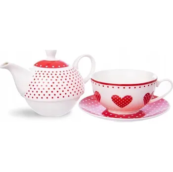 Čajová souprava Porcelánová konvička 380 ml s šálkem pro přípravu a pití kávy, čaje a bylinek