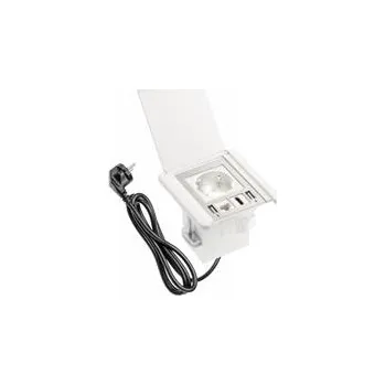 Stavebniny GTV Nábytková zásuvka s výklopnou klapkou, 1x zásuvka schuko, 2xUSB A RJ45