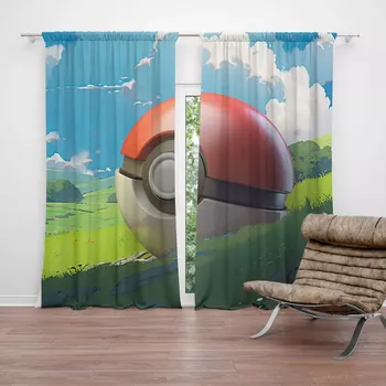 Závěs Sablio Závěsy Pokemon ball Krajina: 2ks 140x250cm