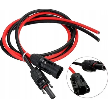elektrický kabel Solární kabel EkoWolt 2x5m 6 mm2 černý červený s konektory MC4