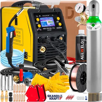 Svářečka Svářečka MAGNUM MIG 220 ALU/CU Synergie 230V 200A MMA TIG DC s hořákem Spool Gun
