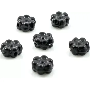Korálek Korálky skleněné květy černé - 23 ks