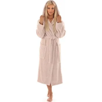 Dámský župan Unisex dlouhý župan s kapucí ATHENA světle oříšková - M