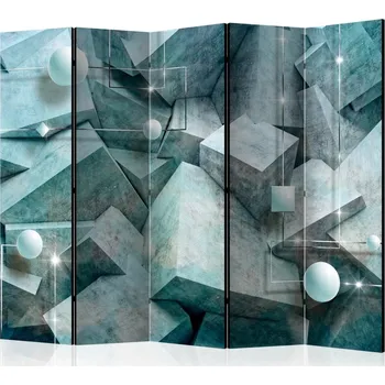 Paraván Paraván 5-dílný - Betonové kostky zelené II