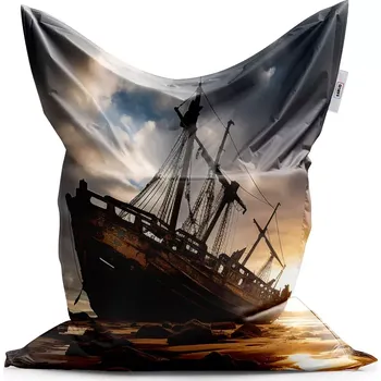 Sedací pytel Sablio Sedací vak Classic Vrak lodi při západu slunce - 150x100 cm