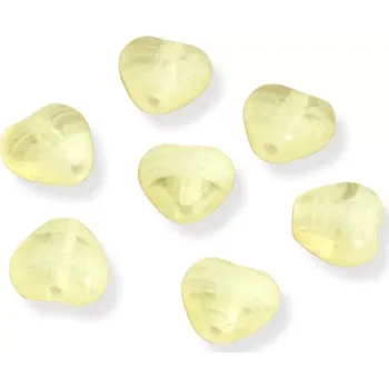 Korálek Korálky skleněné srdíčka zelenožlutá - 40 ks