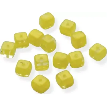 Korálek Korálky skleněné kostičky žluté - 20 ks
