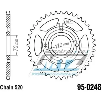 Řetězová sada pro motocykl Rozeta ocelová (převodník) 0248-44zubů ESJOT 50-32017-44 (černá) - Honda CB250 / 80-85 95-0248-44-ES