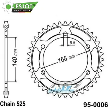 Řetězová sada pro motocykl Rozeta ocelová (převodník) 0006-41zubů ESJOT 50-29041-41 - BMW F650 GS / 08-12 + F800 GS / 08-18 + F800R / 09-18 95-0006-41-ES