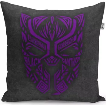 Polštář Dekorační polštář BLACK PANTHER wakanda forever Fialový - Sablio - 50x50 cm