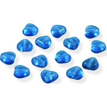 Korálek Korálky skleněné srdíčka modrá - 40 ks