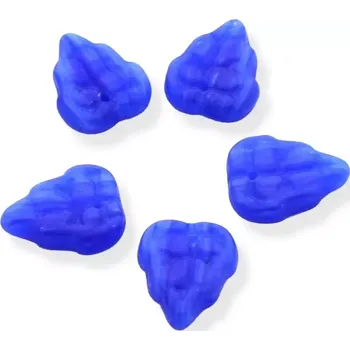 Korálek Korálky skleněné lístečky modré - 20 ks