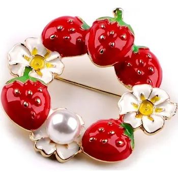 Brož Brož jahody - 1 červená věneček