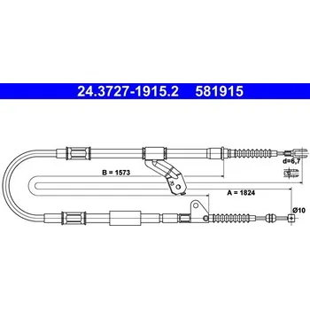 Lanko parkovací brzdy Tažné lanko, parkovací brzda ATE 24.3727-1915.2