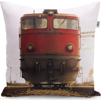 Polštář Dekorační polštář Červený vlak na kolejích - Sablio - 50x50 cm