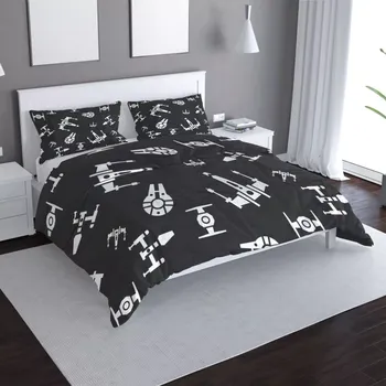 Povlečení Saténové povlečení Star Wars Vesmírné lodě Pattern - Sablio - 140x220 / 90x70