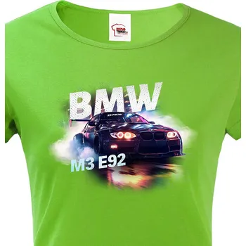 Dámské tričko Dámské tričko BMW-M3 E92, Barva Zelená, Velikost XS, Canvas Dámské tričko s krátkým rukávem Bezvatriko.cz 2908