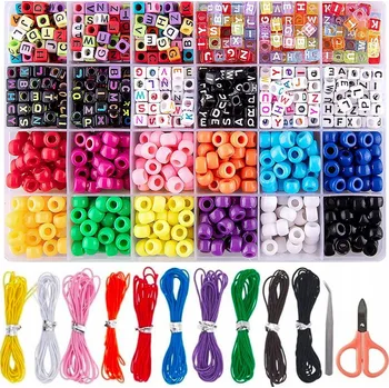 Dětské navlékací korálky Sada korálků korálky pro výrobu náramků a náhrdelníků 912 ks.