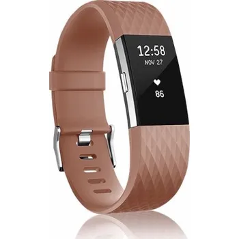 Řemínek na hodinky BSTRAP | BStrap Silicone Diamond (Small) reminek na Fitbit Charge 2, brown (SFI002C18)