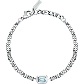 Náramek Trussardi Dvojitý ocelový náramek s modrým zirkonem T-Design TJAXA25 + 2 měsíce na vrácení zboží