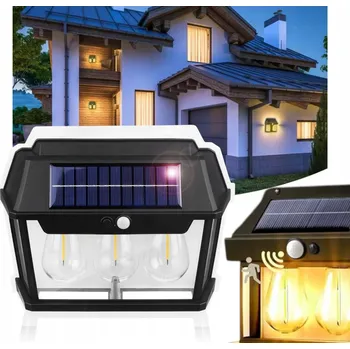 Nástěnné svítidlo SOLÁRNÍ LAMPA LED NÁSTĚNNÉ SVÍTIDLO SE SENZOREM POHYBU A SOUMRAKU 3LED