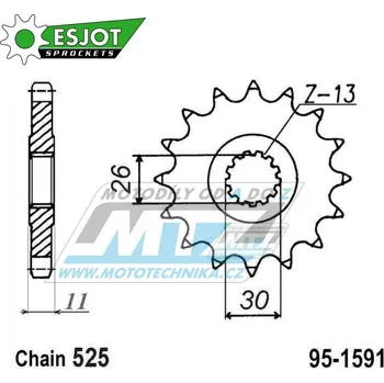 Řetězová sada pro motocykl Kolečko řetězové (pastorek) 1591-15zubů ESJOT 50-29028-15 - Yamaha XTZ690 Tenere+700 Tenere + FZ07+FZ8+FZ09+FJ09 + MT07+MT09+MT10 + XSR700+XSR900 + 900 Tracer + 900 Nikken+TDM900+YZF-R1 95-1591-15-ES