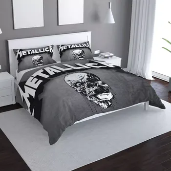 Povlečení Saténové povlečení METALLICA Lebka Šedá - Sablio - 140x200 / 90x70