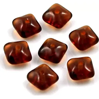 Korálek Korálky skleněné polštářky oranžovohnědé - 20 ks