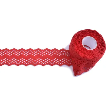 Stuha Stuha se lněným vzhledem červená 50 mm - 1m