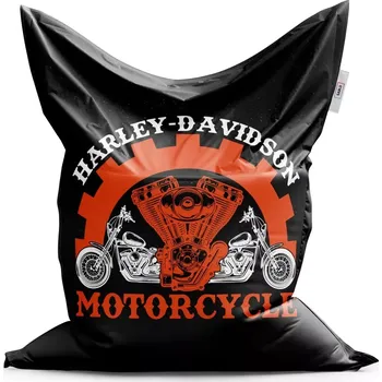 Sedací pytel Sablio Sedací vak Classic Harley-Davidson motor Černé pozadí - 150x100 cm