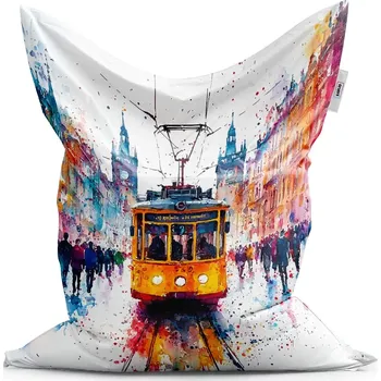Sedací pytel Sablio Sedací vak Classic Žlutá tramvaj Paint - 150x100 cm