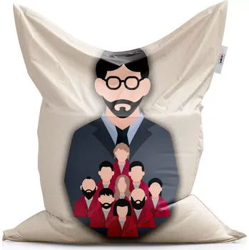 Sedací pytel Sablio Sedací vak Classic Money heist Profesor a jeho tým Béžová - 200x140 cm
