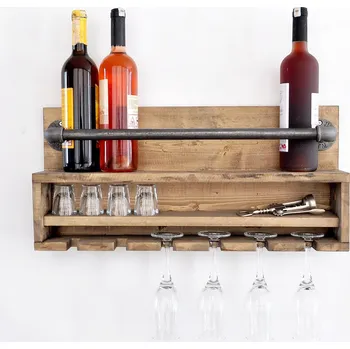 police ASIR Nástěnná police BORURAF 216 ořech černá