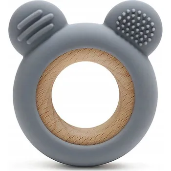 Kousátko na prořezávání zoubků Bosso Baby dřevo, silikon šedé
