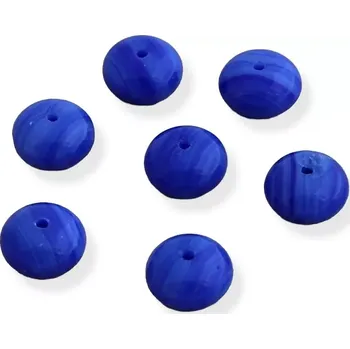 Korálek Korálky skleněné rondelky modré žíhané - 15 ks