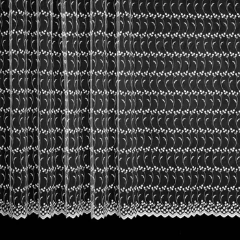 Tylová záclona 9837, vyšívané květinky, s bordurou, bílá výška 150cm ( v metráži)