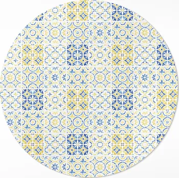 Koberec PVC Koberec Kulatý Vnitřní průměr 50 cm Španělská mozaika vzorované dlaždice
